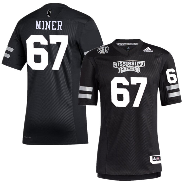 Men #67 Ethan Miner Mississippi State Bulldogs College Football Jerseys Stitched-Black